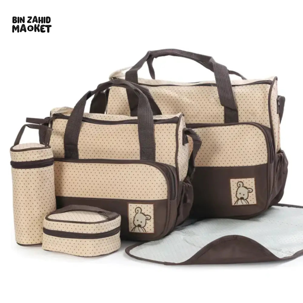 BABY 5 PIECES DIAPER BAG SET Brown
