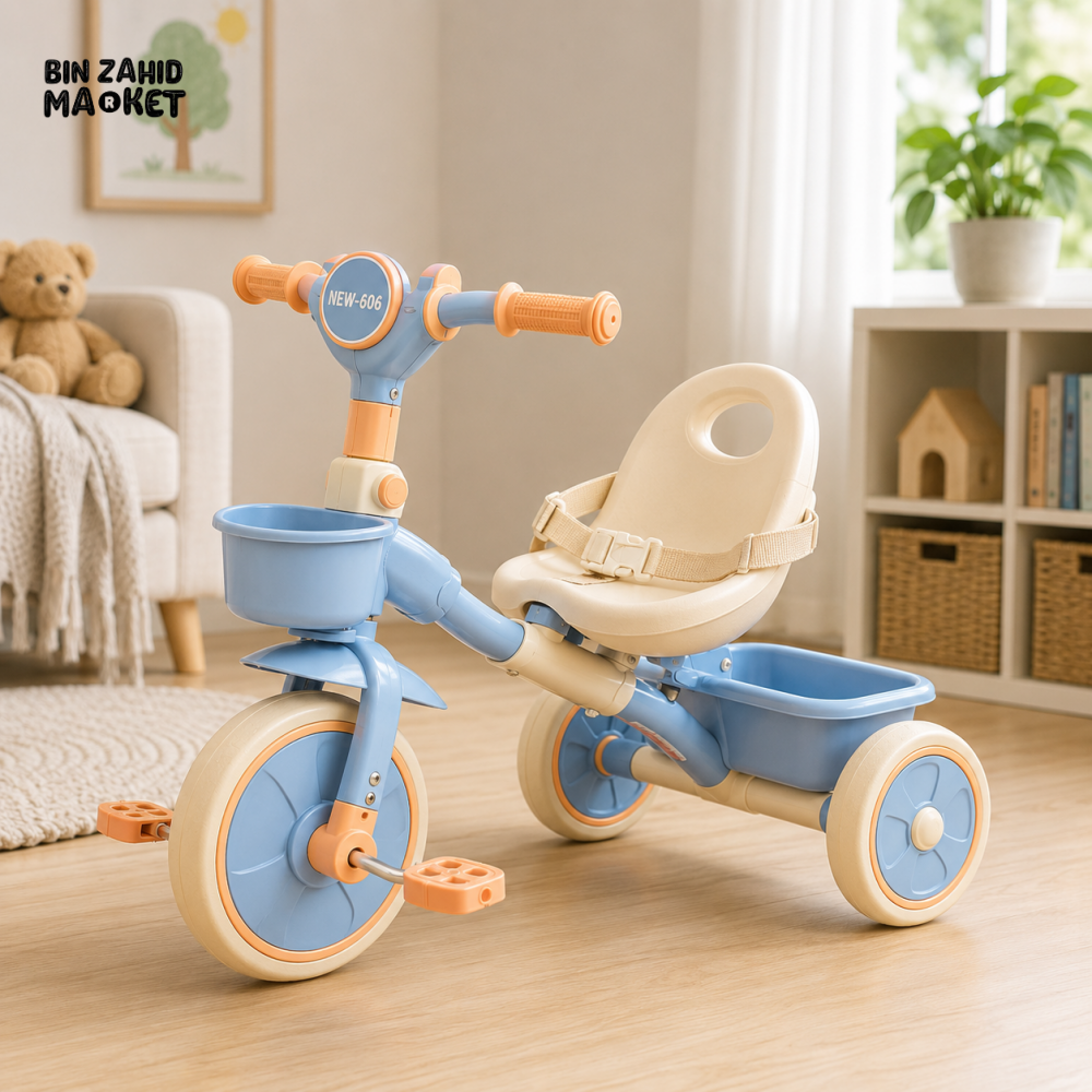 BABY BALANCE TRICYCLE WITH SILENT WHEELS - BLUE