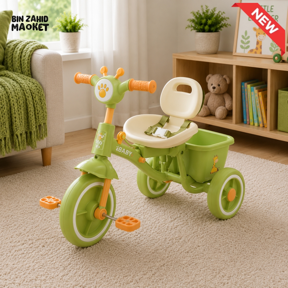 BABY BALANCE TRICYCLE WITH SILENT WHEELS - GREEN