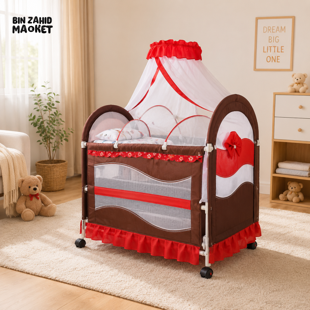 BABY MOSQUITO NET PLAYPEN COT - BROWN