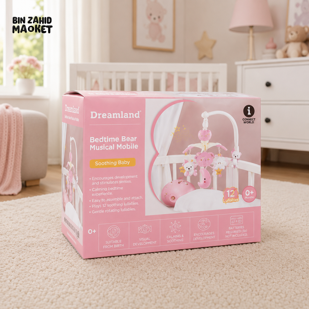 BABY MUSICAL CRIB MOBILE - PINK