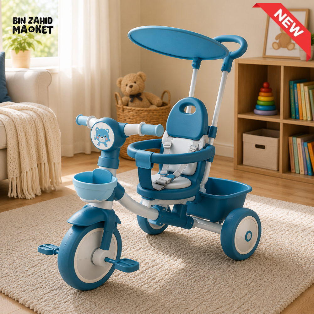 BABY STROLLER TRICYCLE WITH SUNSHADE CANOPY - BLUE