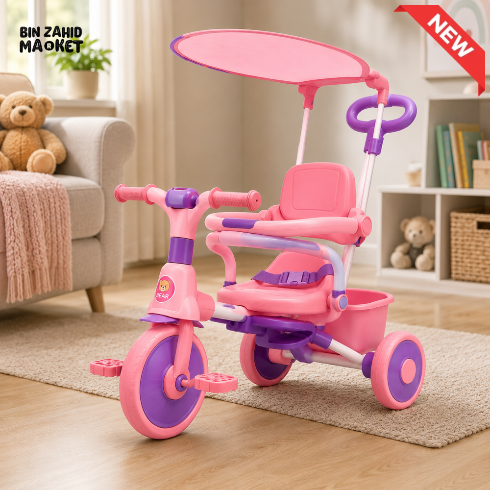 BABY STROLLER TRICYCLE WITH SUNSHADE CANOPY - PINK