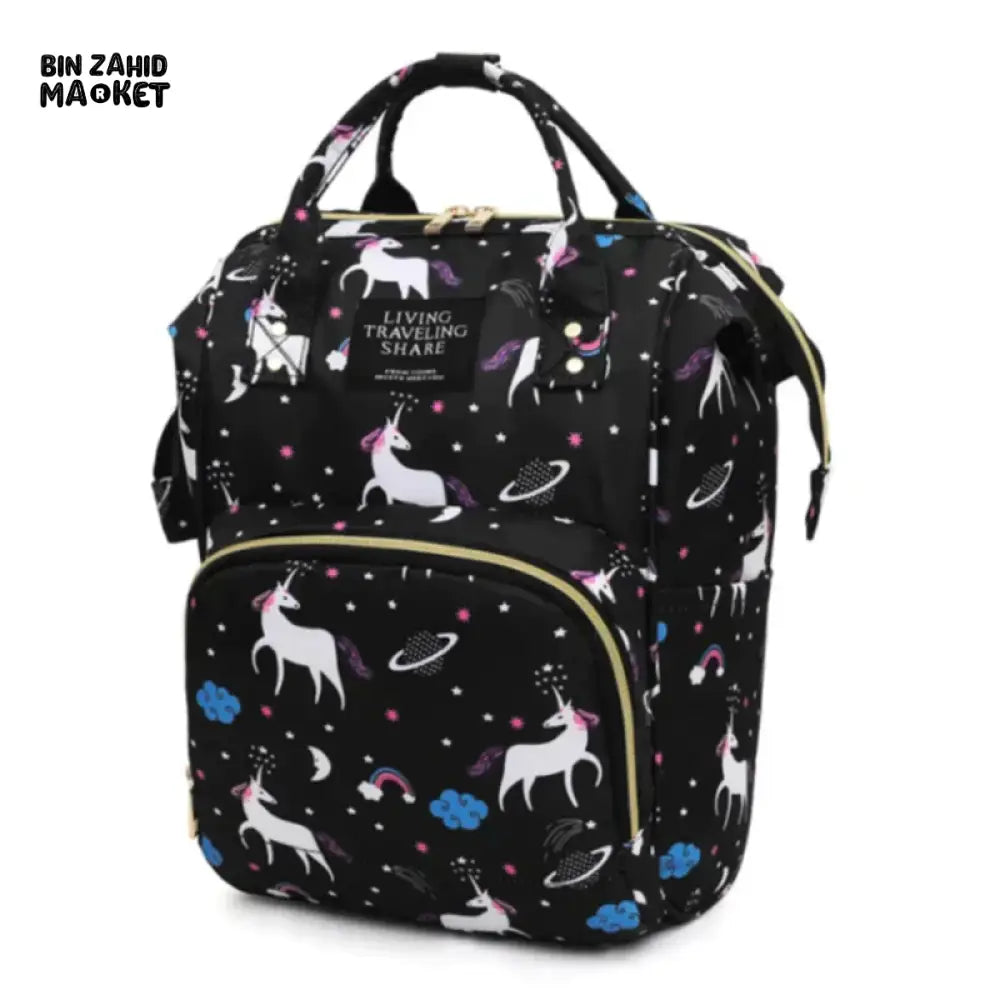 BABY UNICORN DIAPER BAGPACK Black