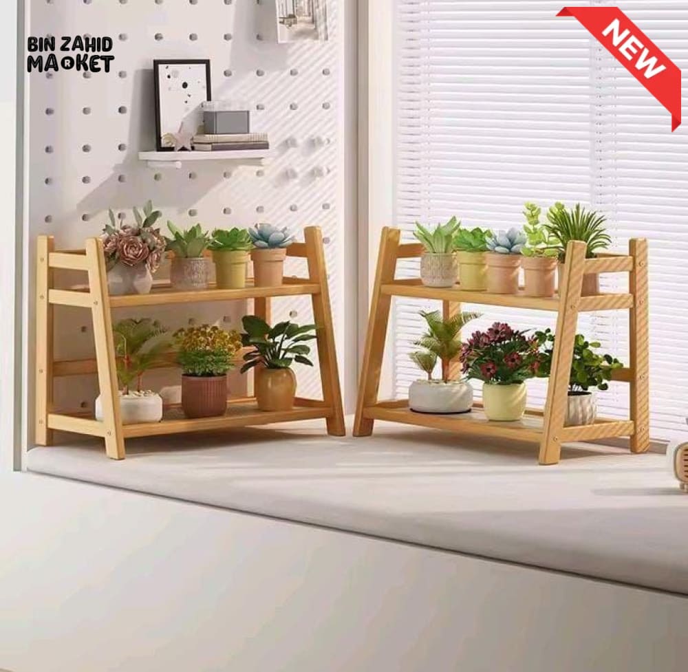 BAMBOO KITCHEN COUNTERTOP STORAGE RACK - 2 LAYER - MEDIUM