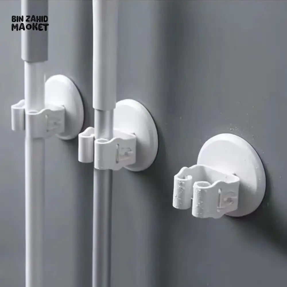 BATHROOM NO DRILLING MOP HOLDER PACK OF 2 – SUCTION CUP WALL MOUNTED ANTI-SLIP BROOM BRACKET HOOK FOR HOME CLOTH & SWEEPER STORAGE