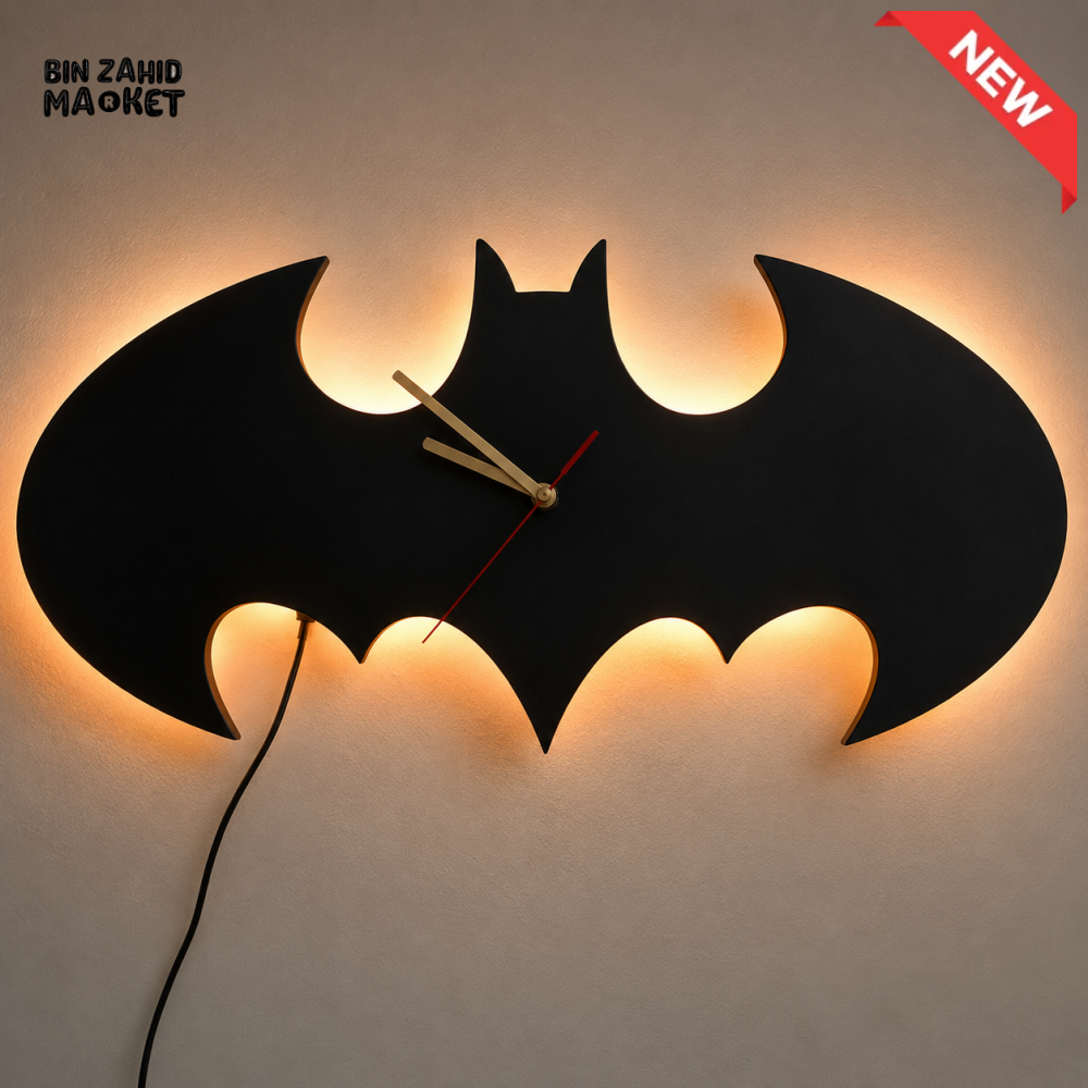 BATMAN SHAPE LED BACKLIT DECORATIVE WALL CLOCK