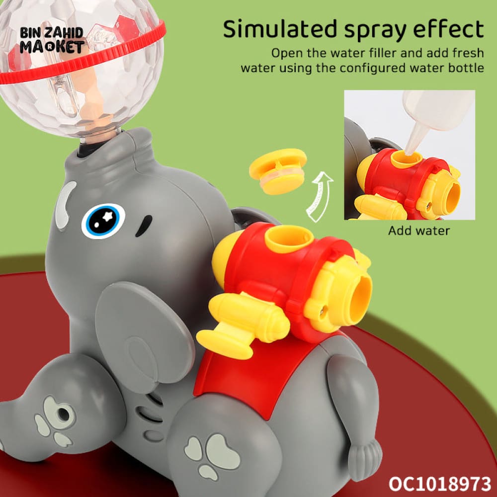 BATTERY OPERATED SPRAY TOY WITH LIGHT & SOUND EFFECTS - ELEPHANT