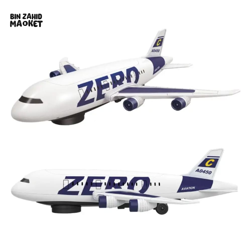 BATTERY OPERATED ZERO AIRPLANE – LED LIGHTS MUSIC & 360-DEGREE SPIN ACTION