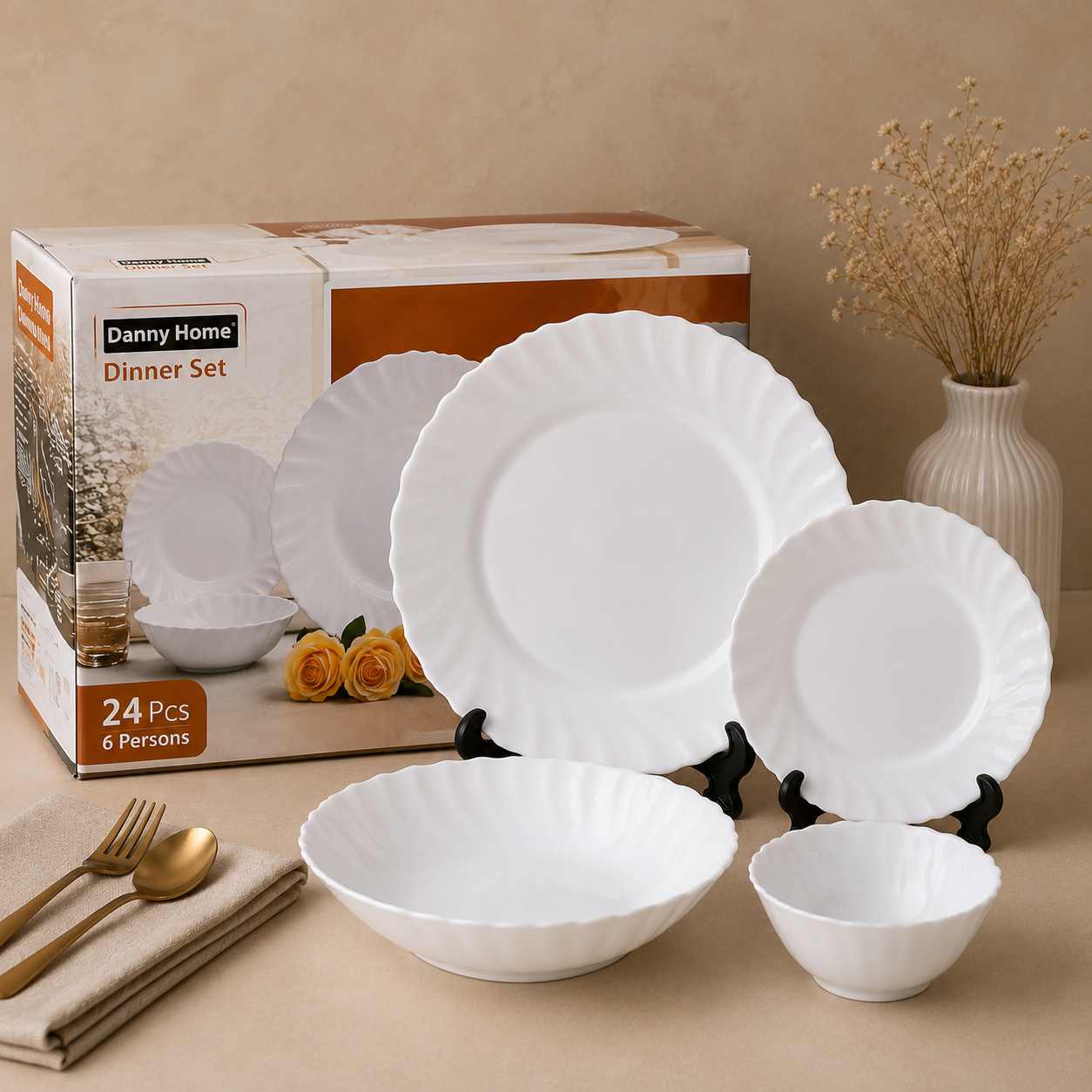 DANNY HOME 24 PCS SNOW WHITE DINNER SET