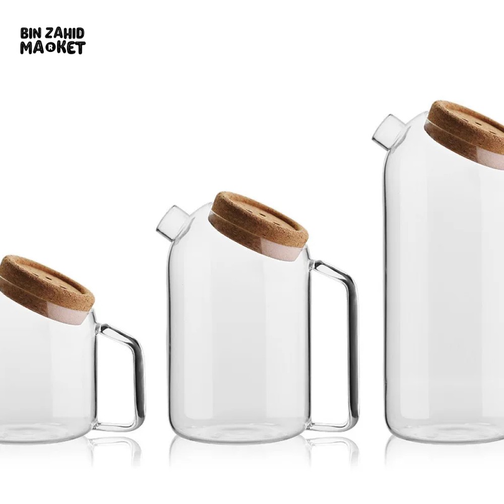 BEVERAGE DISPENSER COLD WATER JUICE JUG TEAPOT GLASS LEMONADE CONTAINER HEAT RESISTANT KITCHEN JUG