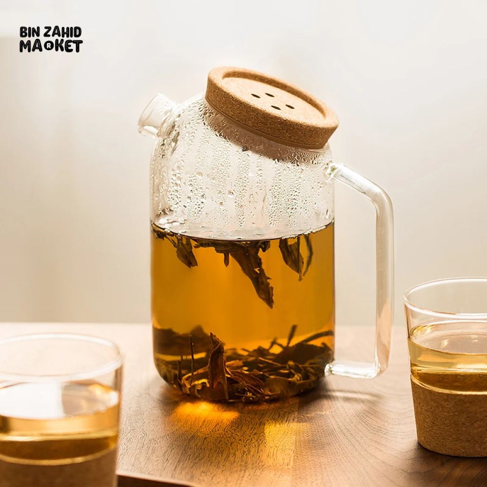 BEVERAGE DISPENSER COLD WATER JUICE JUG TEAPOT GLASS LEMONADE CONTAINER HEAT RESISTANT KITCHEN JUG