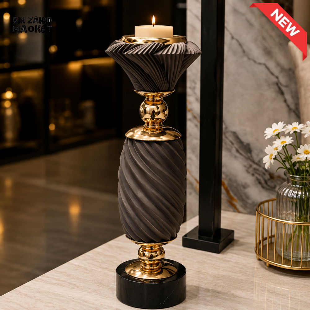 BLACK AND GOLD LUXURY DECORATIVE CANDLE HOLDER