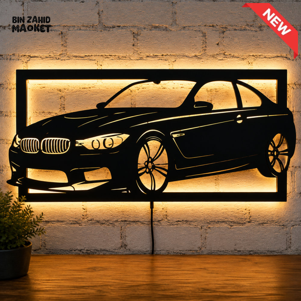 BLACK CAR DESIGN LED BACKLIT METAL WALL DECOR