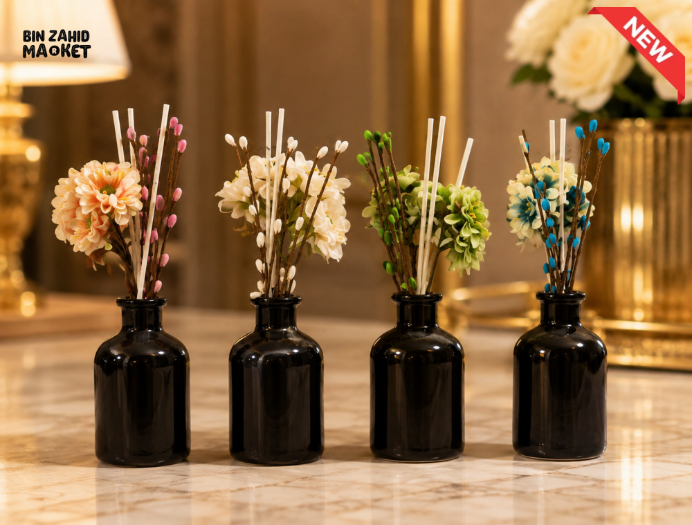 BLACK CERAMIC FLORAL REED DIFFUSER DECOR - 1 PIECE