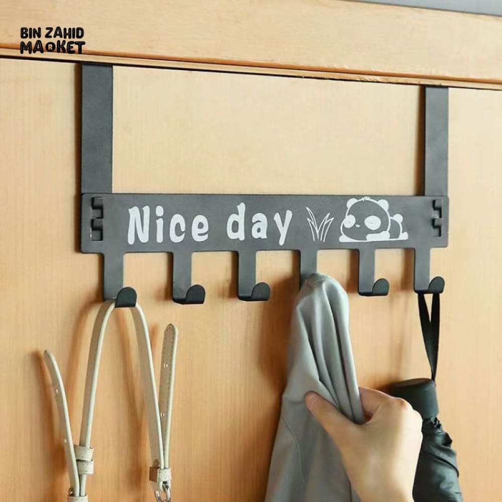 BLACK DOOR HOOK RACK – MULTIFUNCTION COAT & BAG HOLDER