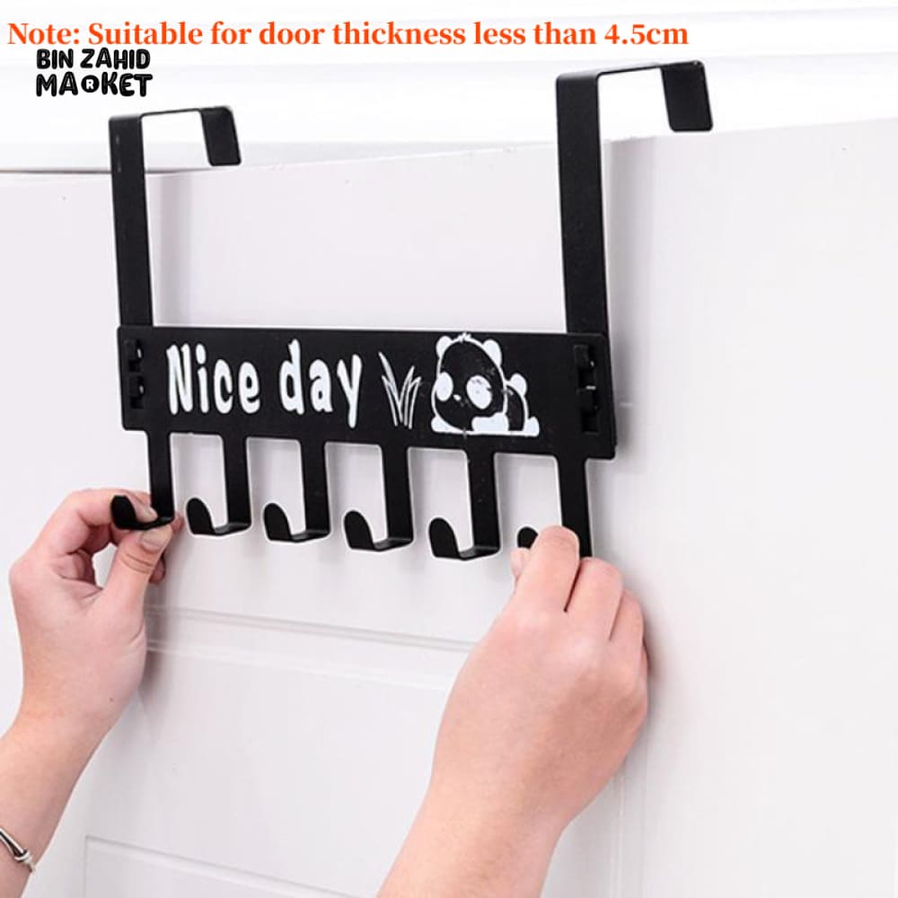 BLACK DOOR HOOK RACK – MULTIFUNCTION COAT & BAG HOLDER