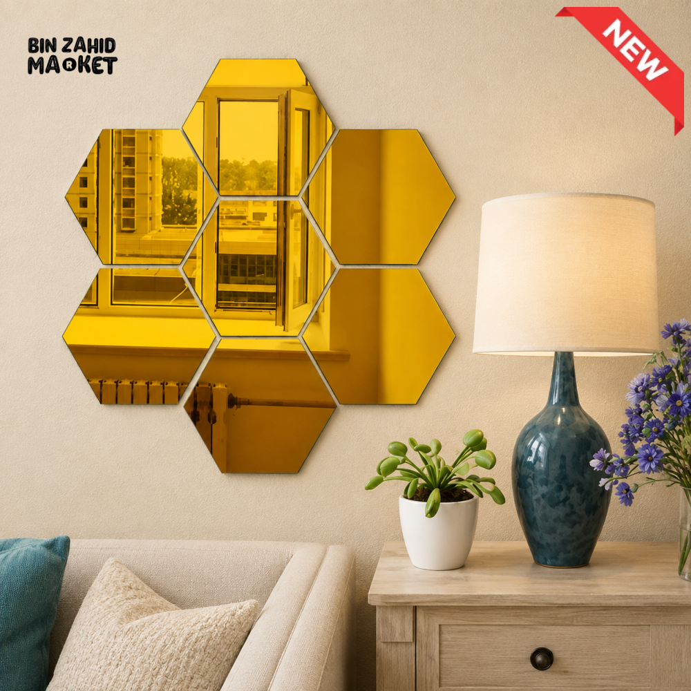 BLACK HEXAGON HONEYCOMB WALL DECOR SET