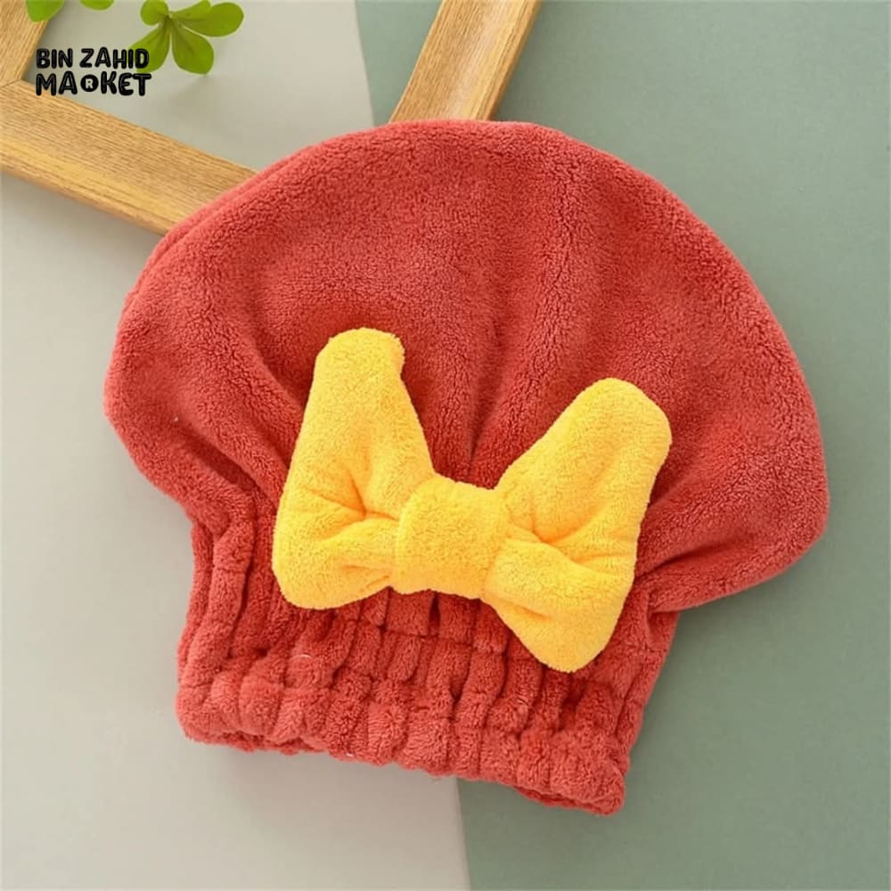 BOW TIE SHOWER TOWEL CAP