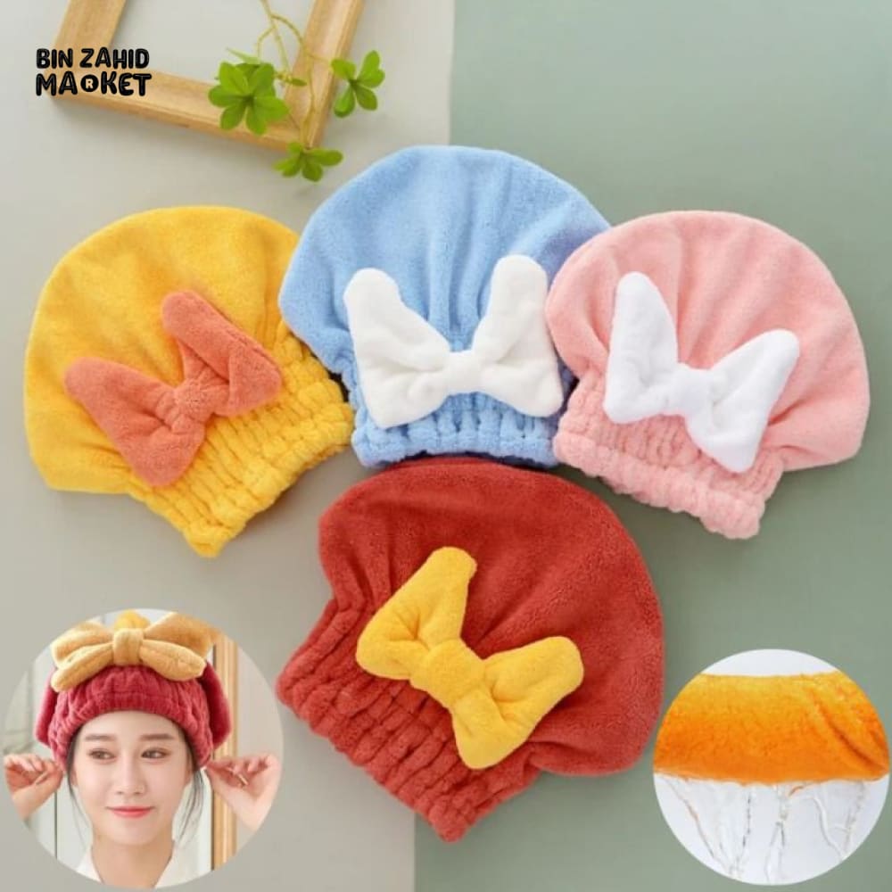 BOW TIE SHOWER TOWEL CAP