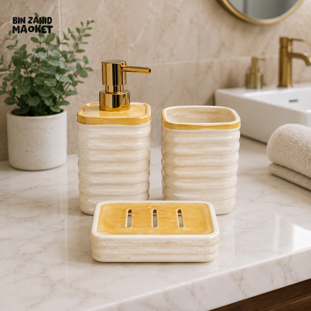 BRILLIANT 3 PCS CERAMIC BATHROOM ACCESSORY SET