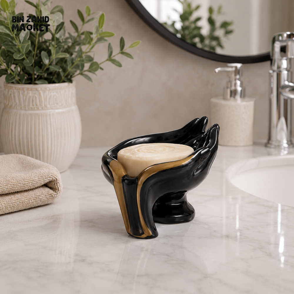 BRILLIANT BATHROOM SOAP DISH - BLACK & GOLDEN