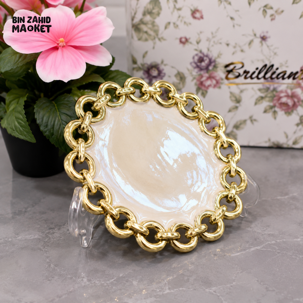 BRILLIANT DECORATIVE GOLD CHAIN DISPLAY PLATE 6 INCH