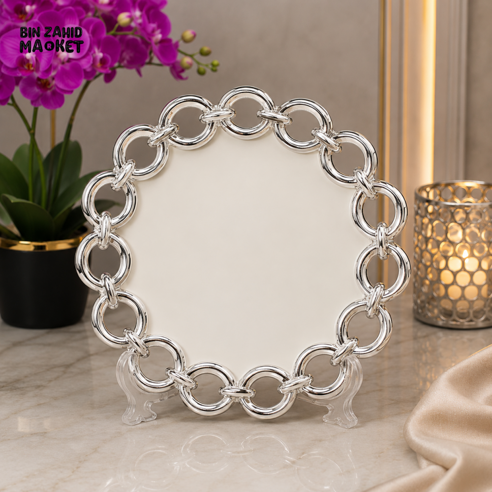 BRILLIANT LUXURY CERAMIC DECORATIVE PLATE 9 INCH – SILVER CHAIN DESIGN