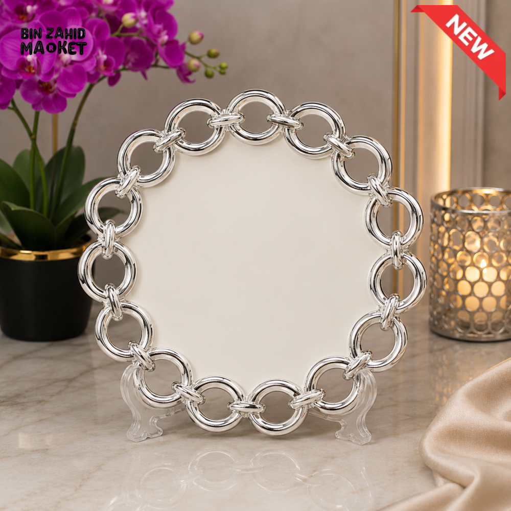 BRILLIANT LUXURY CERAMIC DECORATIVE PLATE 9 INCH – SILVER CHAIN DESIGN