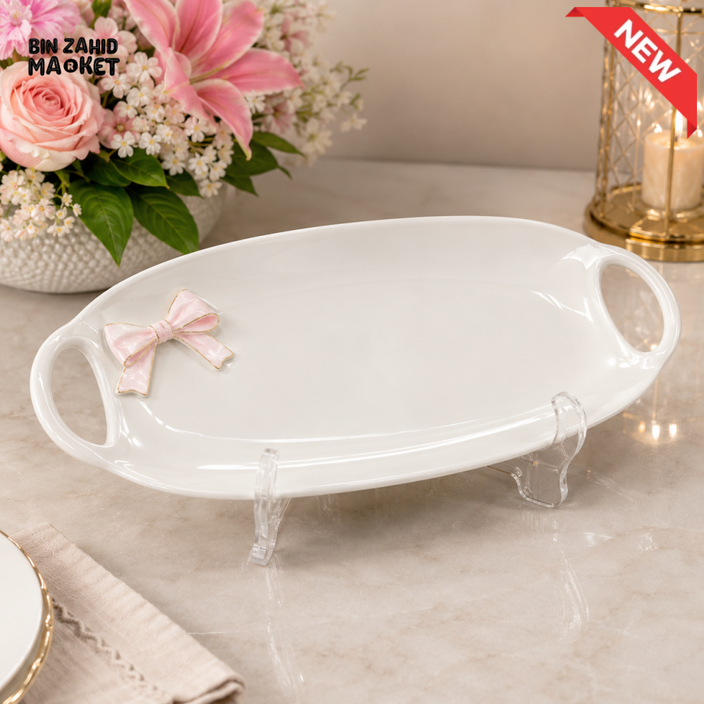 BRILLIANT OVAL CERAMIC SERVING PLATTER WITH HANDLES