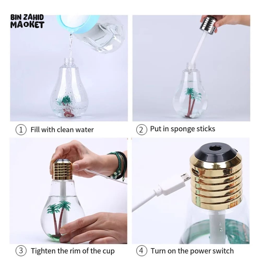 BULB HUMIDIFIER WITH COLORFULL NIGH LIGHT