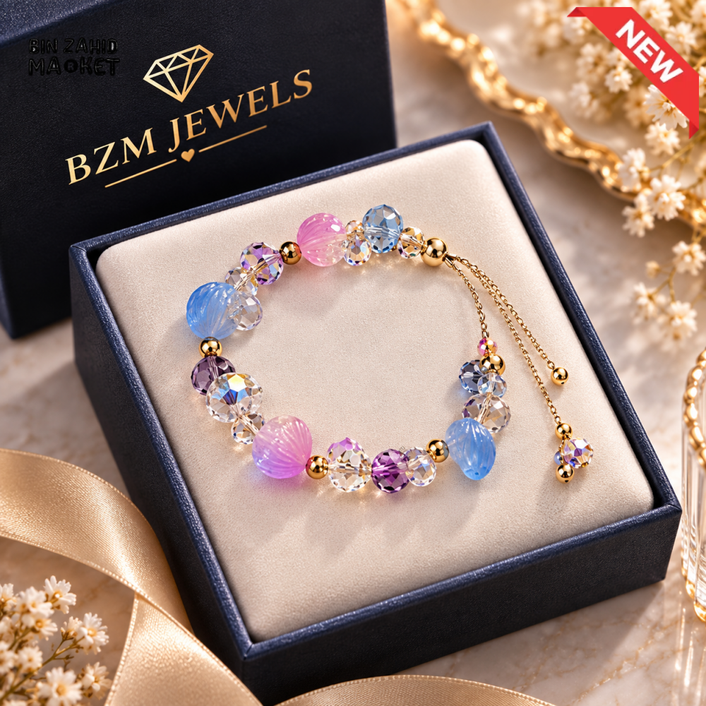 BZM JEWELS MULTICOLOR CRYSTAL BEADED ADJUSTABLE BRACELET