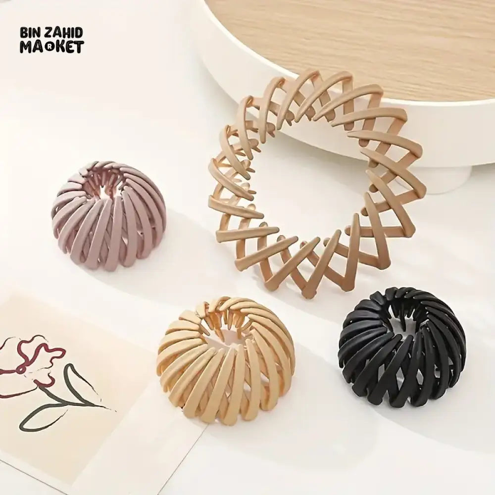 PACK OF 2 WOMEN BUN HAIR CLAW CLIPS HORSETAIL BUCKLE BIRD NEST PONYTAIL