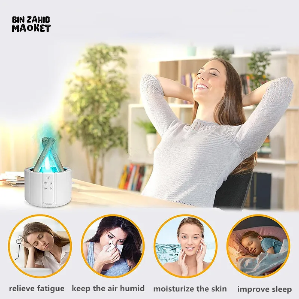 CAMPFIRE FLAME AROMATHERAPY LAMP REMOTE ULTRASONIC AIR HUMIDIFIER WITH LED LIGHT