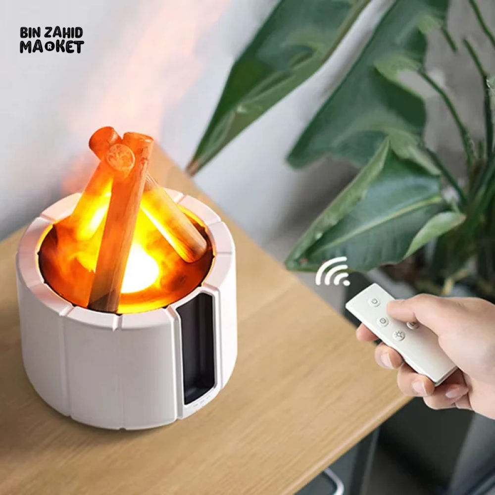 CAMPFIRE FLAME AROMATHERAPY LAMP REMOTE ULTRASONIC AIR HUMIDIFIER WITH LED LIGHT