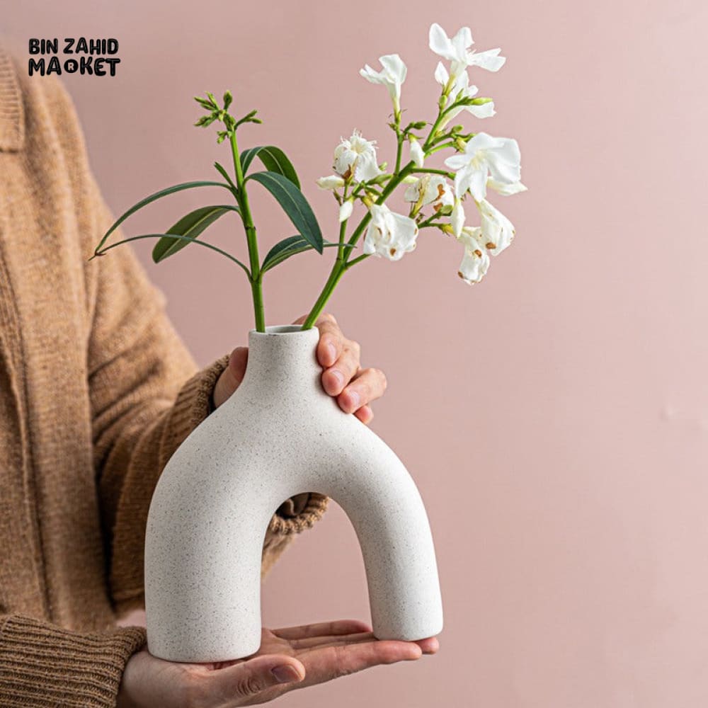 CAPIRON WHITE CERAMIC VASE NORDIC MODERN DECOR FOR DRIED & FRESH FLOWERS