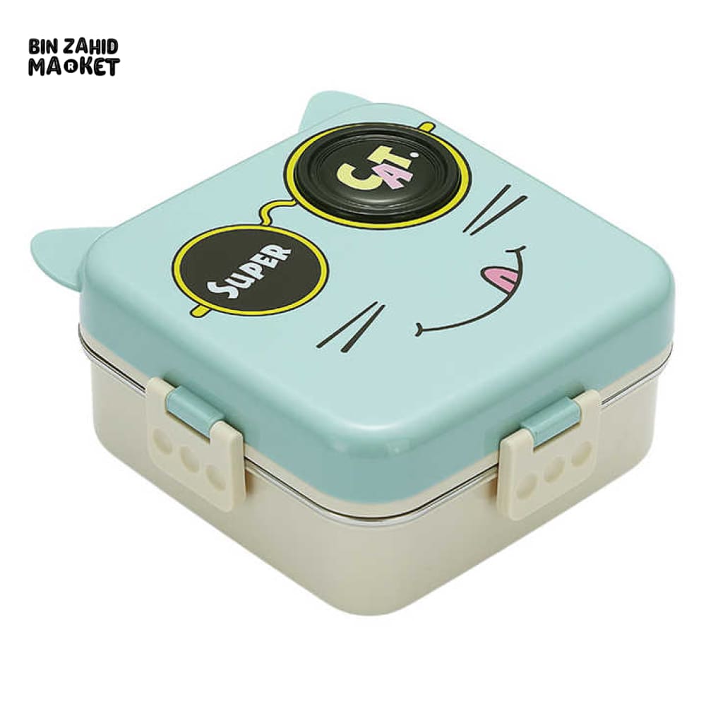 CARTOON ANIMAL CHARACTER DIVIDED LUNCH BOX PORTABLE KIDS LUNCHBOX WITH COMPARTMENTS - SUPER CAT