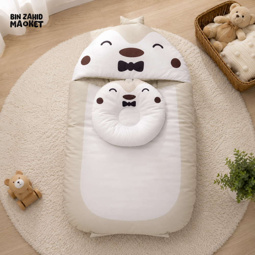 CARTOON CHICK DESIGN COTTON POLYESTER BABY SLEEPING BAG WITH MATCHING PILLOW