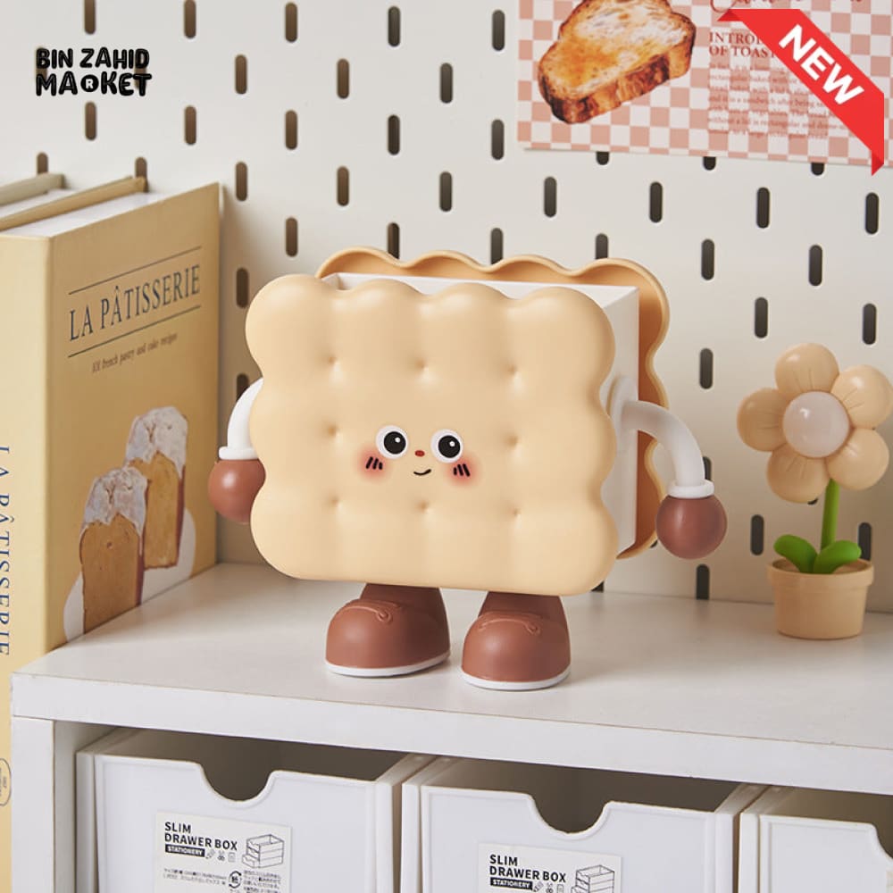 CARTOON COOKIE DESK ORGANIZER & PEN HOLDER STORAGE BOX - Biscuit
