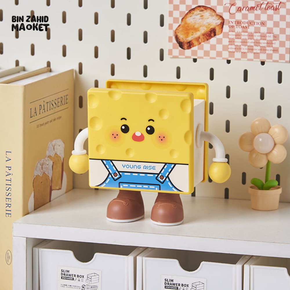 CARTOON COOKIE DESK ORGANIZER & PEN HOLDER STORAGE BOX - Cheese