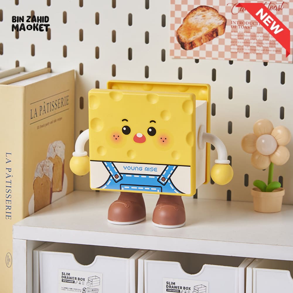 CARTOON COOKIE DESK ORGANIZER & PEN HOLDER STORAGE BOX - Cheese