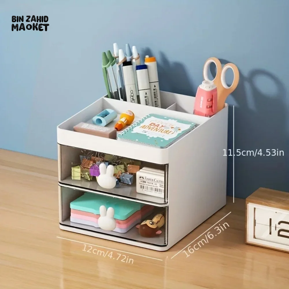 CARTOON CREATIVE PEN HOLDER TRANSPARENT DRAWER STORAGE BOX DESKTOP LARGE CAPACITY STORAGE ACCESSORIES SUITABLE FOR STATIONERY