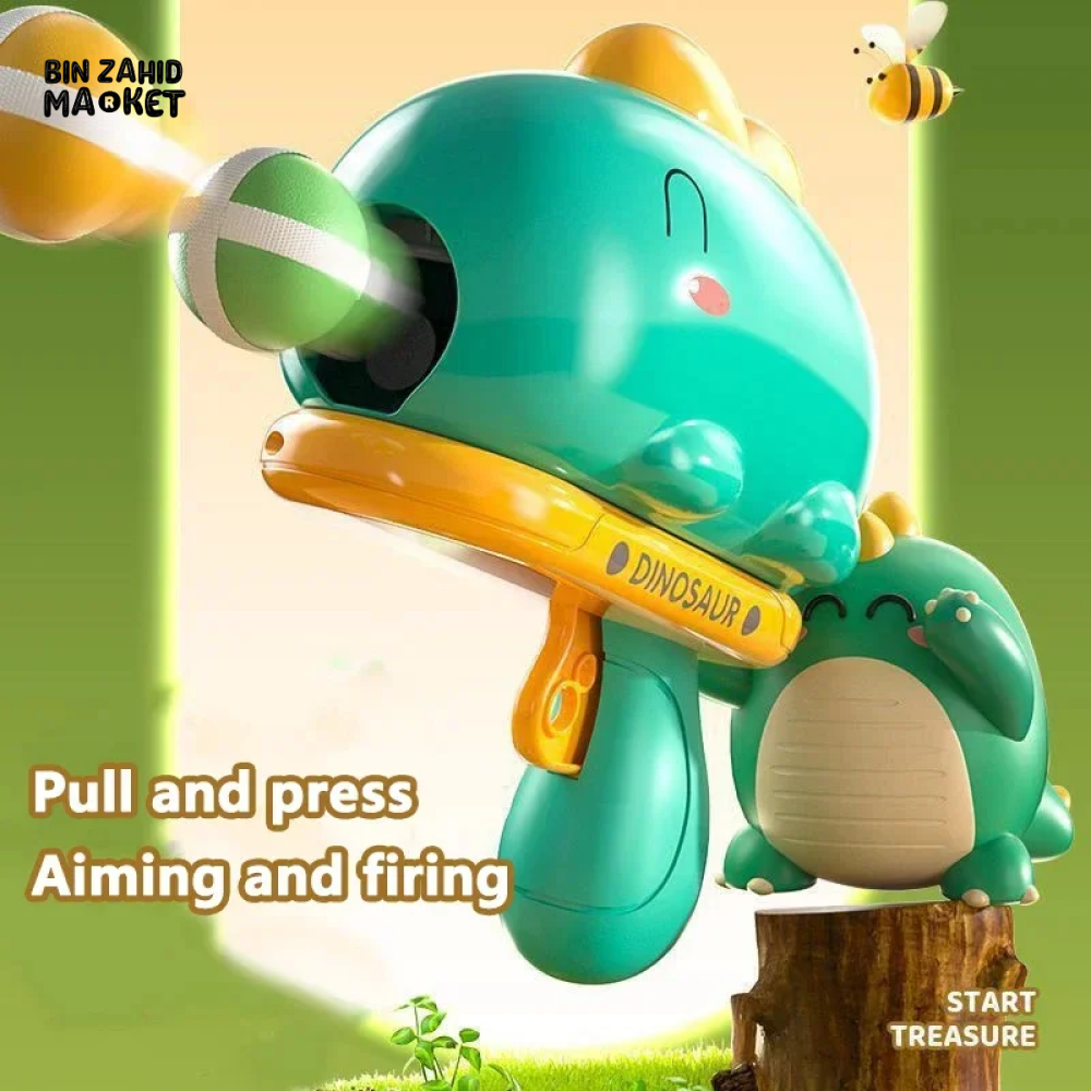 CARTOON DINOSAUR STICKY BALL SHOOTING GUN TOY FOR KIDS – FUN & SAFE PLAY