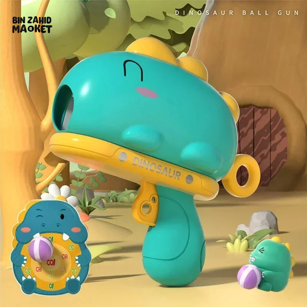 CARTOON DINOSAUR STICKY BALL SHOOTING GUN TOY FOR KIDS – FUN & SAFE PLAY