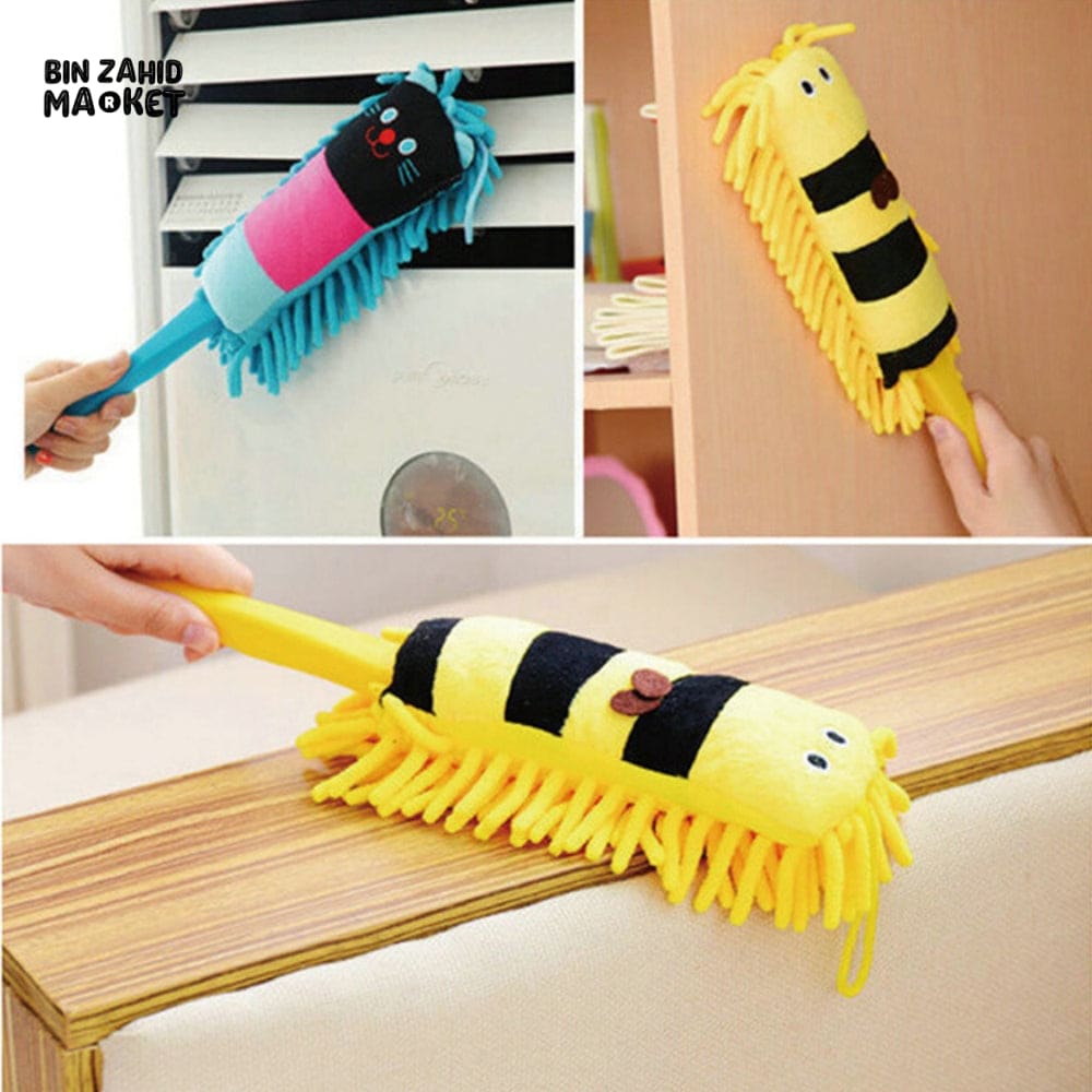 CARTOON MICROFIBER DUST CLEANING BRUSH – MINI HANDHELD ANTI-DUST CLEANER FOR HOME & CAR