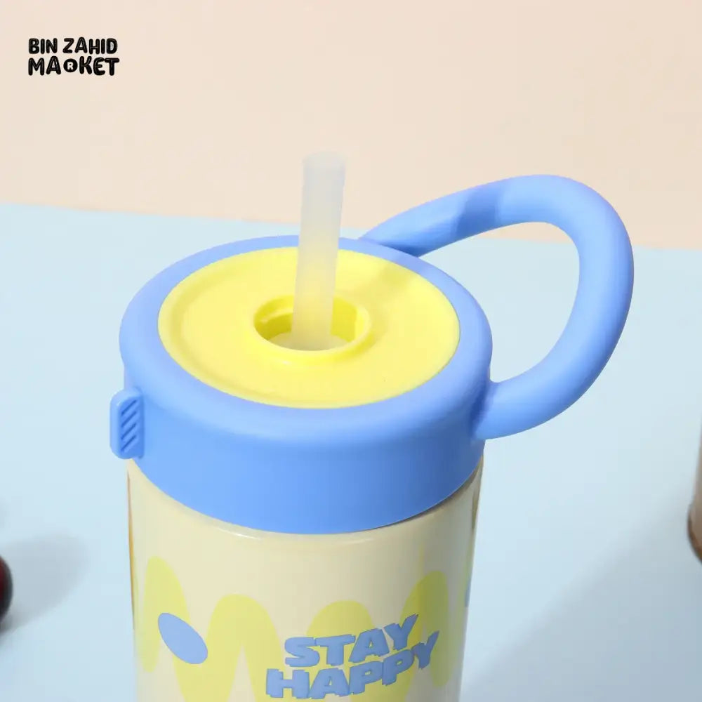 CARTOON THERMAL TRAVEL MUG 600ML – 316 STAINLESS STEEL LEAK-RESISTANT LID & STRAW