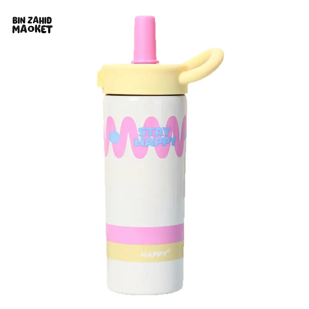 CARTOON THERMAL TRAVEL MUG 600ML – 316 STAINLESS STEEL LEAK-RESISTANT LID & STRAW