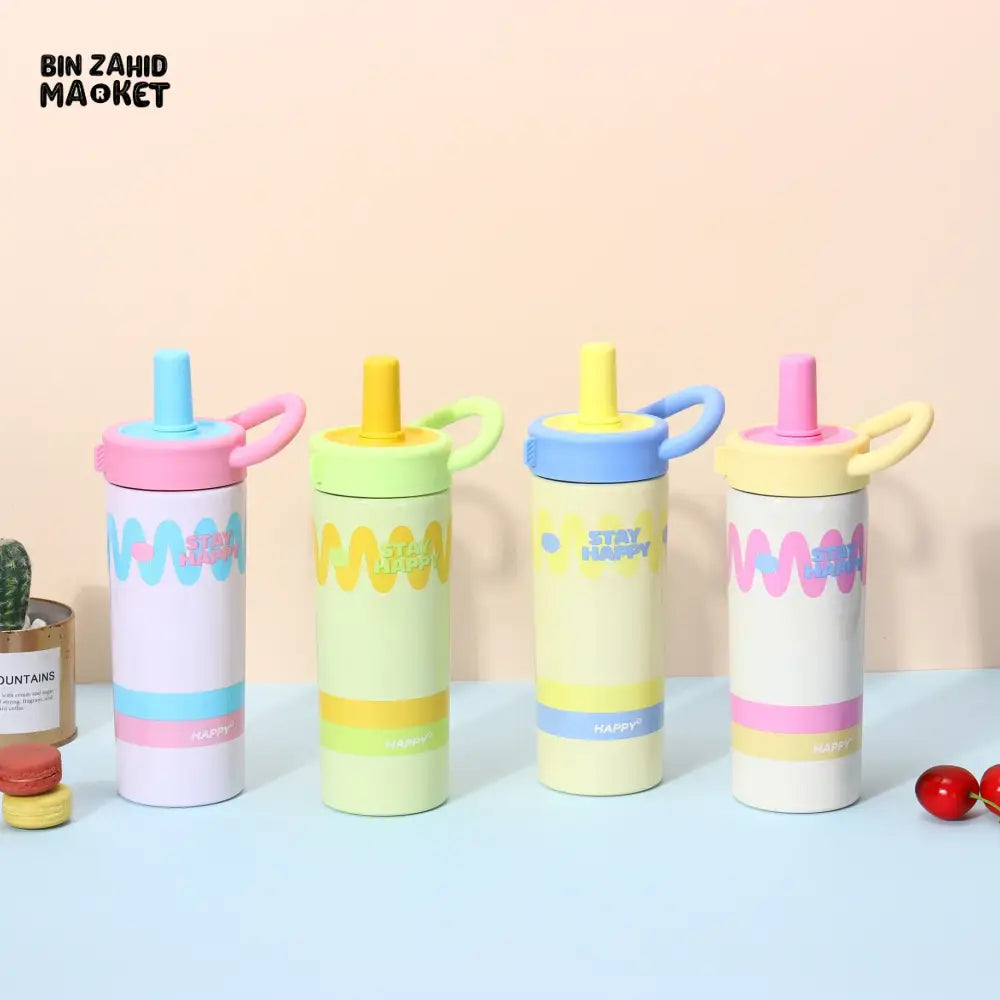 CARTOON THERMAL TRAVEL MUG 600ML – 316 STAINLESS STEEL LEAK-RESISTANT LID & STRAW