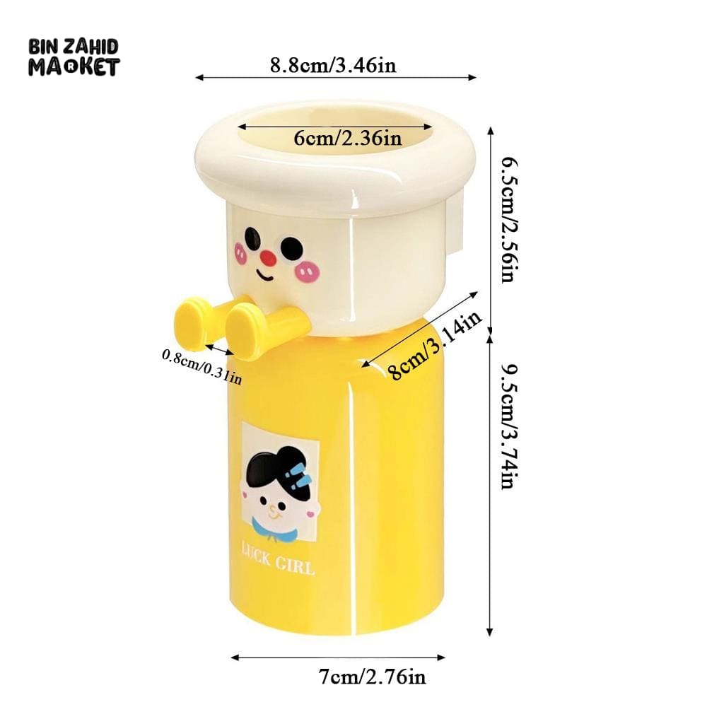 CARTOON TOOTHBRUSH HOLDER WITH GARGLE CUP – PUNCH-FREE WALL-MOUNTED BATHROOM ORGANIZER