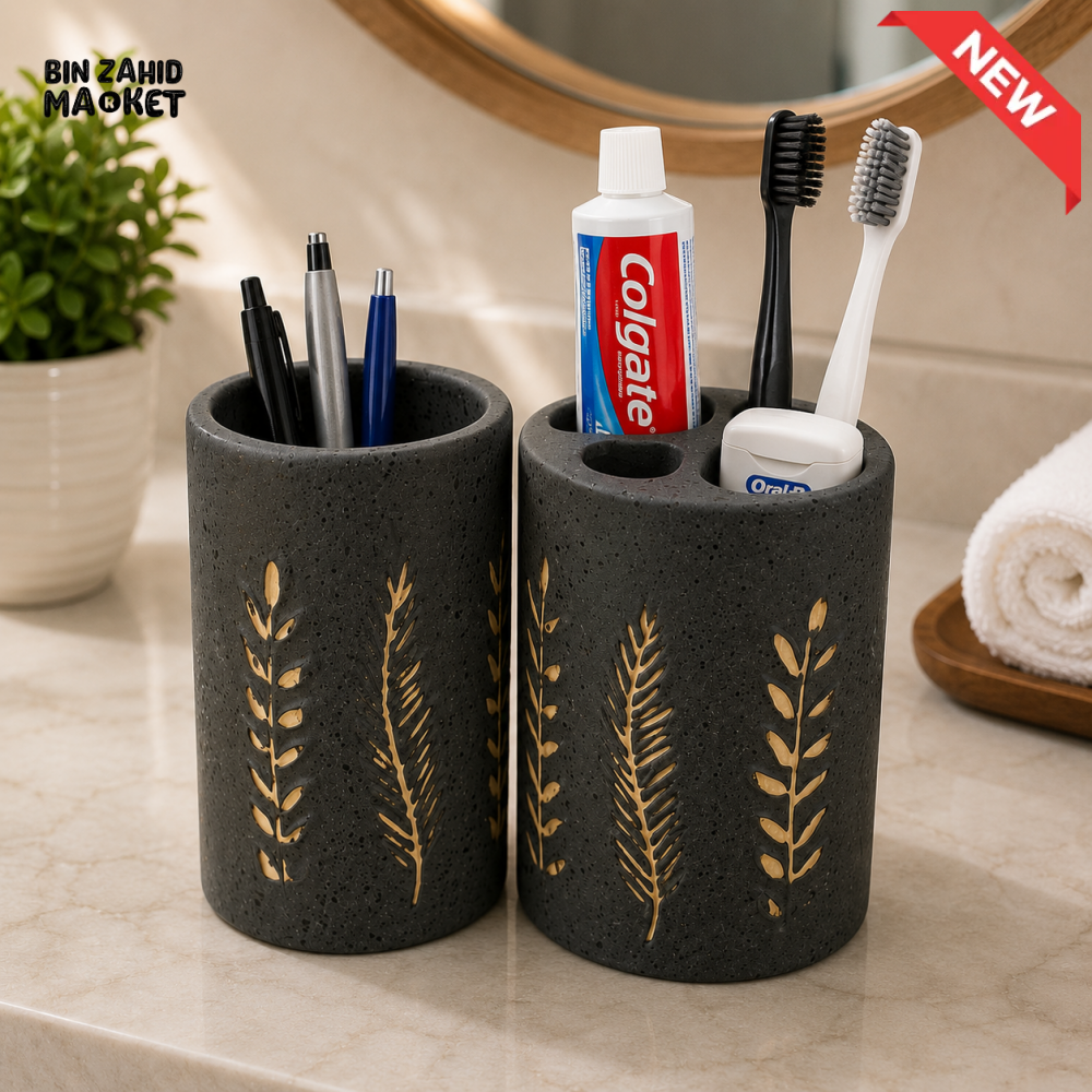 CERAMIC BATHROOM TOOTHBRUSH HOLDER SET - 2 PCS